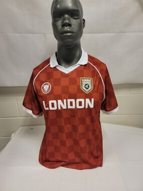 London Red Checkered Men’s Soccer Jersey - Unbranded